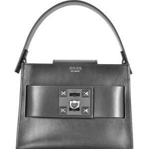 Salar Ludo Black Leather Satchel Bag